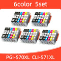 1SET 570 571 PGI-570 CLI-571 Ink Cartridge Compatible For Canon PIXMA MG5750  MG5751 MG5752 MG6850 TS6050  TS5050 TS5051 Printer