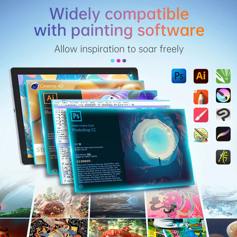 Portable Graphics Drawing Tablet  BOSTO BT-101A10.1 Inch IPS Screen Display with Finger Touch Anti-glare 16384 Pressure Level