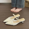Aphixta 2026 New Fashion Women's Pink Floral Mules Pointed Toe Low Heel Slippers Elegant Summer Dress Shoes for Ladies