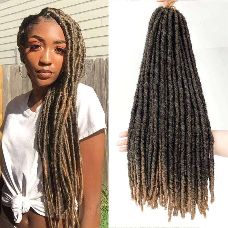 Synthetic Crochet Braiding Hair Extensions Dreadlocks Ombre Brown Colored X-TRESS Soft Straight Faux Locs Braids Hair For Women