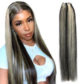 Real Beauty Platinum Blond Brazilian Straight Hair Weave Bundles 14"-28" Hight Ratio Remy Hair Extensions Brown #4 Blond P6/613#
