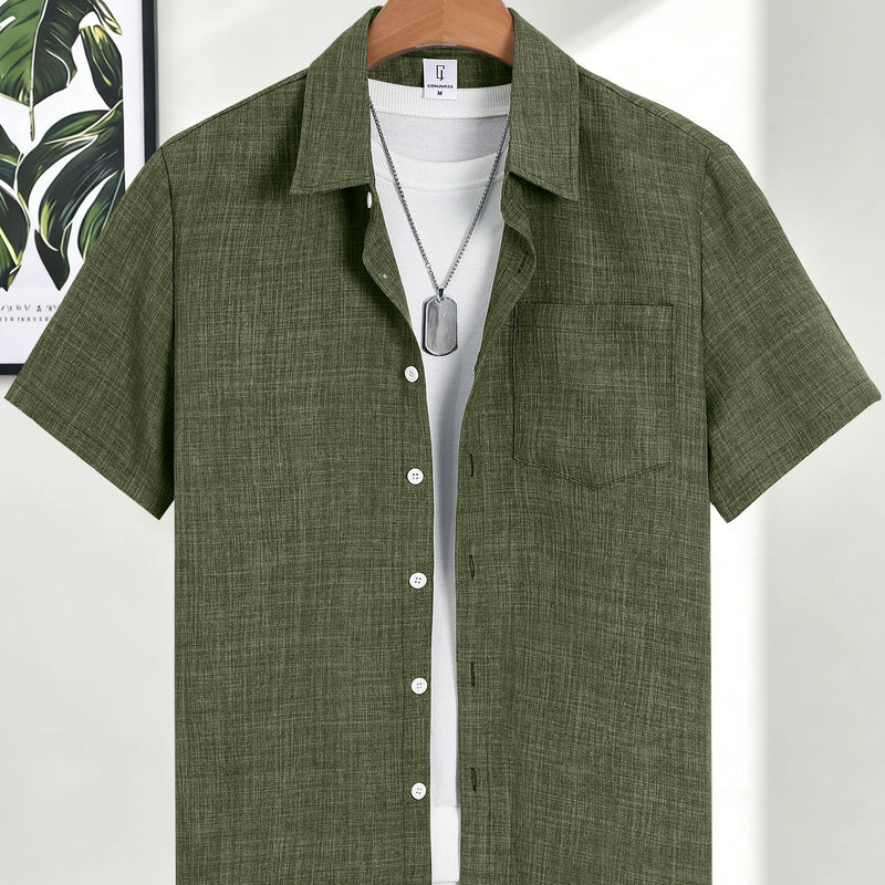 Men's Casual Linen Short Sleeve Shirts Drip Outfits Man | SAMAG