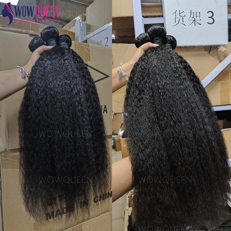30 32 Inch Indian Raw Virgin Unprocessed 100% Human Hair 12A Kinky Straight Bundles Yaki Straight Double Weft Bulk Braiding Hair