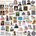 50pcs Funny History Stickers Decals For Phone Laptop Skateboard Refrigerator Helmet DIY Cartoon Waterproof Stickers For Students