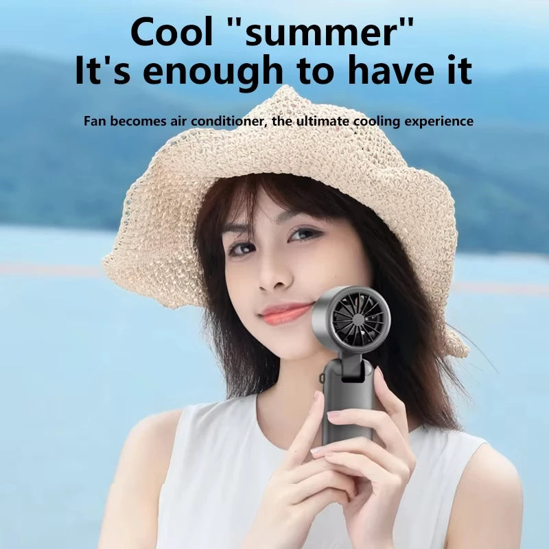 Lenovo Refrigeration Handheld Electric Fan Portable Desktop and Outdoor USB Digital Display High-speed Fan Folding Neck Hanging