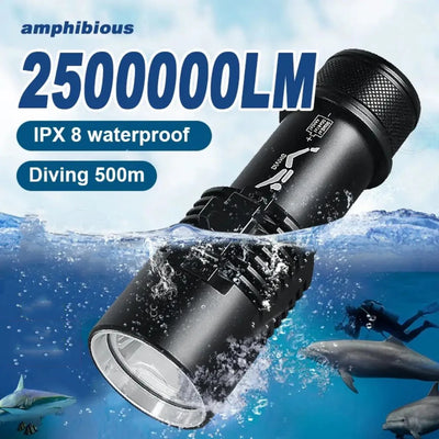 Diving flashlight charging strong light XHP70 focusing | SAMAG