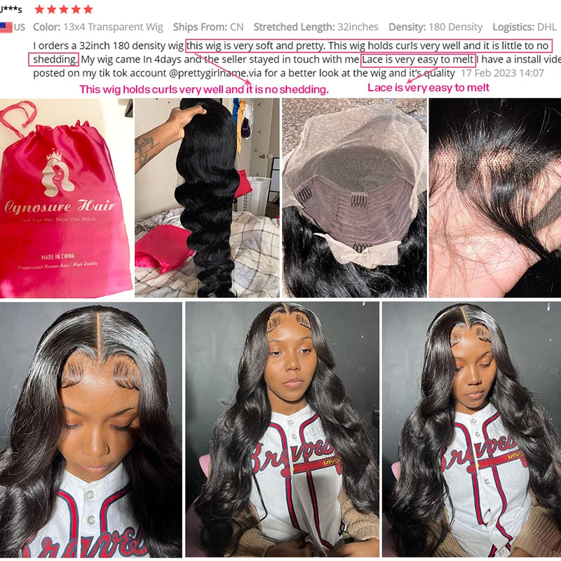 Cynosure 13x6 HD Lace Frontal Wig Preplucked Glueless Wig Human Hair Ready to Wear 13x4 Body Wave Human Hair Wigs for Women