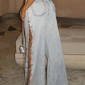 Sexy Hole Rhinestone Denim Pants Women Fashion Baggy - View 2 | SAMAG