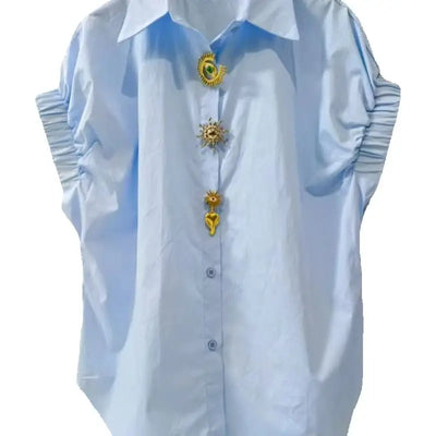 High - end Loose Casual Cotton Short Sleeve Shirts Blouses | SAMAG