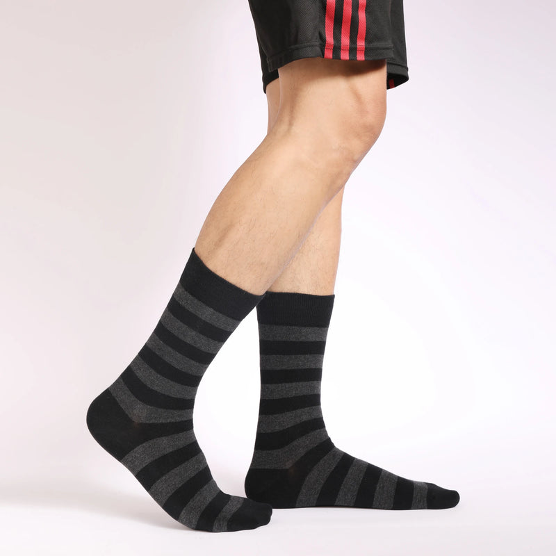 5 Pairs Men's Dress Socks stripe Plus Size， Combed Cotton | SAMAG