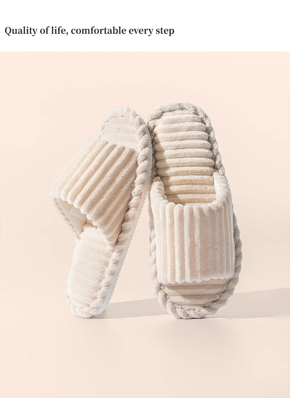 Men's open Toed Slippers Autumn and Winter Indoor Anti slip Breathable Bedroom Silent Couple's home Shoes for Srping and Autunm