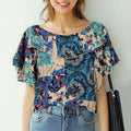 ZANZEA Summer Women Chiffon Blouse Elegant Ruffle Short - View 13 | SAMAG