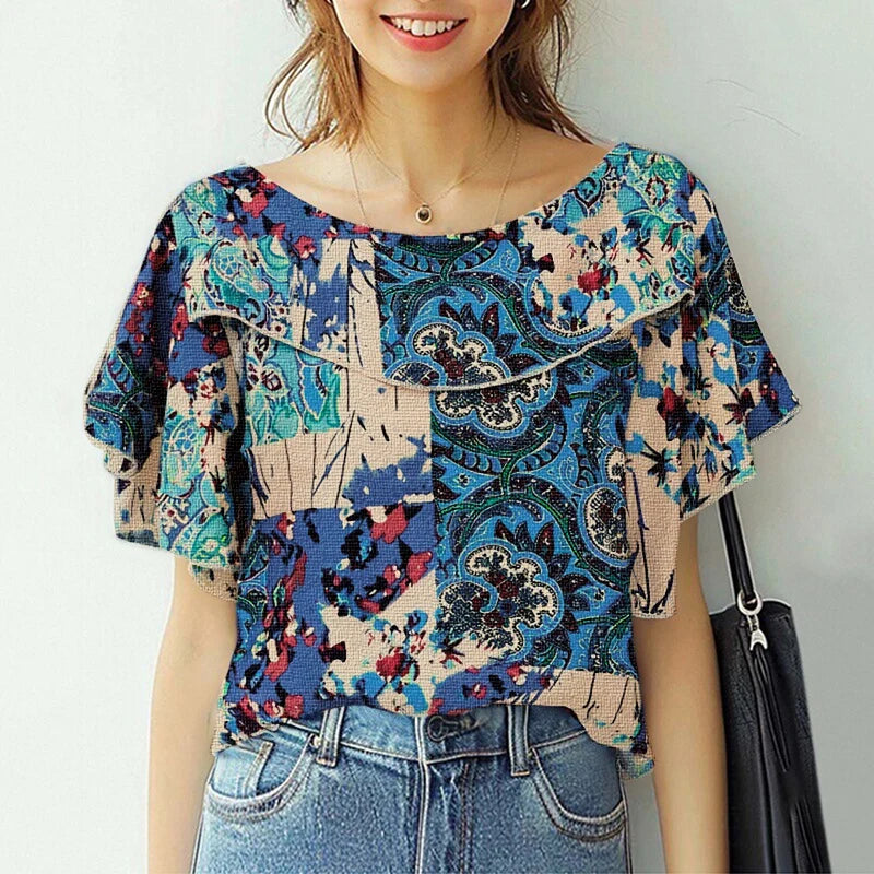 ZANZEA Summer Women Chiffon Blouse Elegant Ruffle Short - View 13 | SAMAG