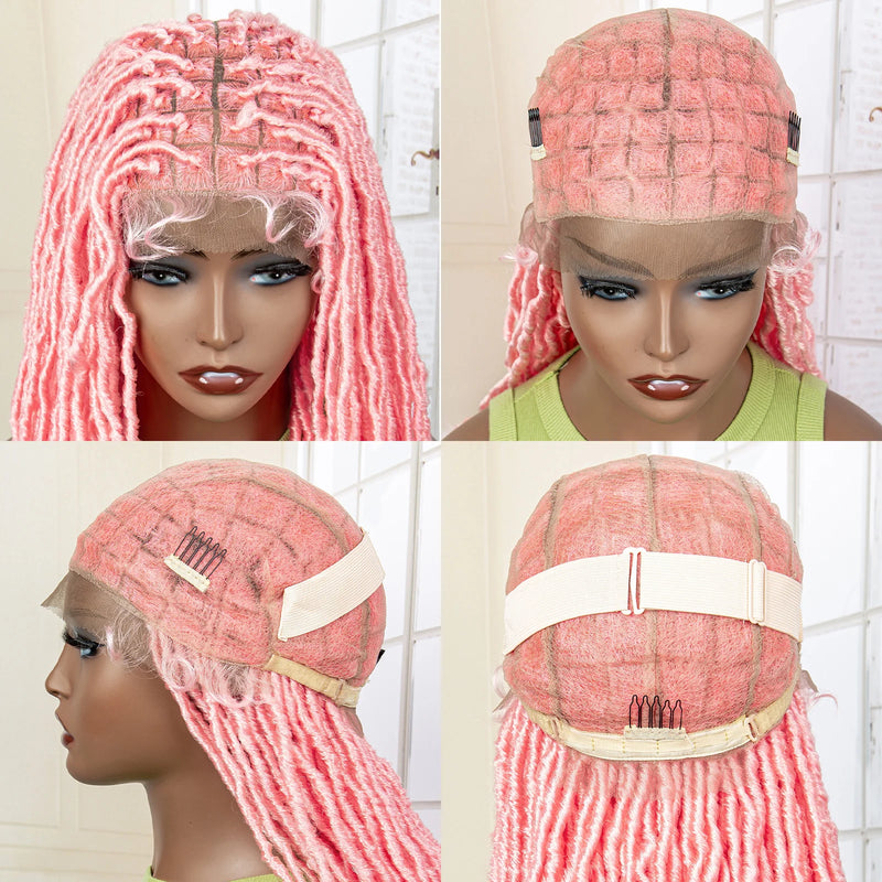 Pink Soft Faux Braids Wig for Black Women 36 Inches Synthetic Knotless Box Braided Wigs with Baby Hair Full Lace Dreadlock Wig