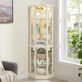 71.93''Tall Corner Display Cabinet with Lighted for Living Room,Corner Display Cabinet with Tempered Glass Doors &, Customized