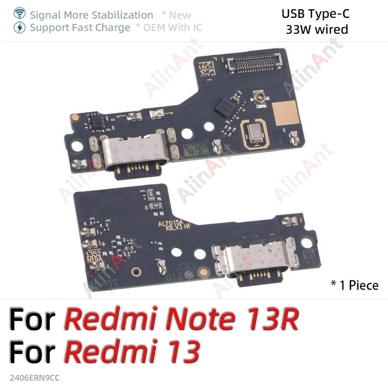 Bottom USB Charger Board Dock Connector Charging Port Flex Cable For Xiaomi Redmi Note 13 14 13C 14C 14R 13R Pro Plus 4G 5G Part