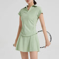 Women's Mesh Sport Set 2 Piece Short Sleeve Top with Skirt Summer Yoga Outfits Plus Size Quick Dry Breathable Tennis Badminton