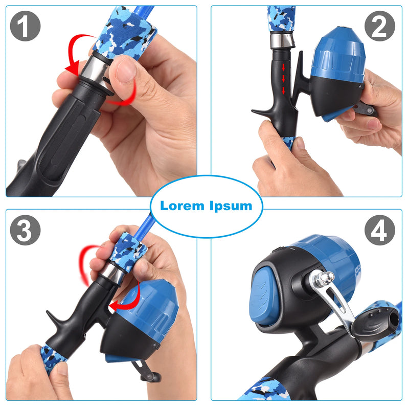 Kids Fishing Rod and Reel Combo Full Kit 1.2m/1.5m Telescopic Casting Rod Pole with Spincast Reel and Hooks Lures Swivels Carry
