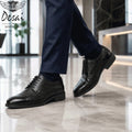 Desai Men's 2026 Cap Toe Brogue Oxford Shoes Genuine Leather Lace Up Formal Business Wedding Dress Shoes