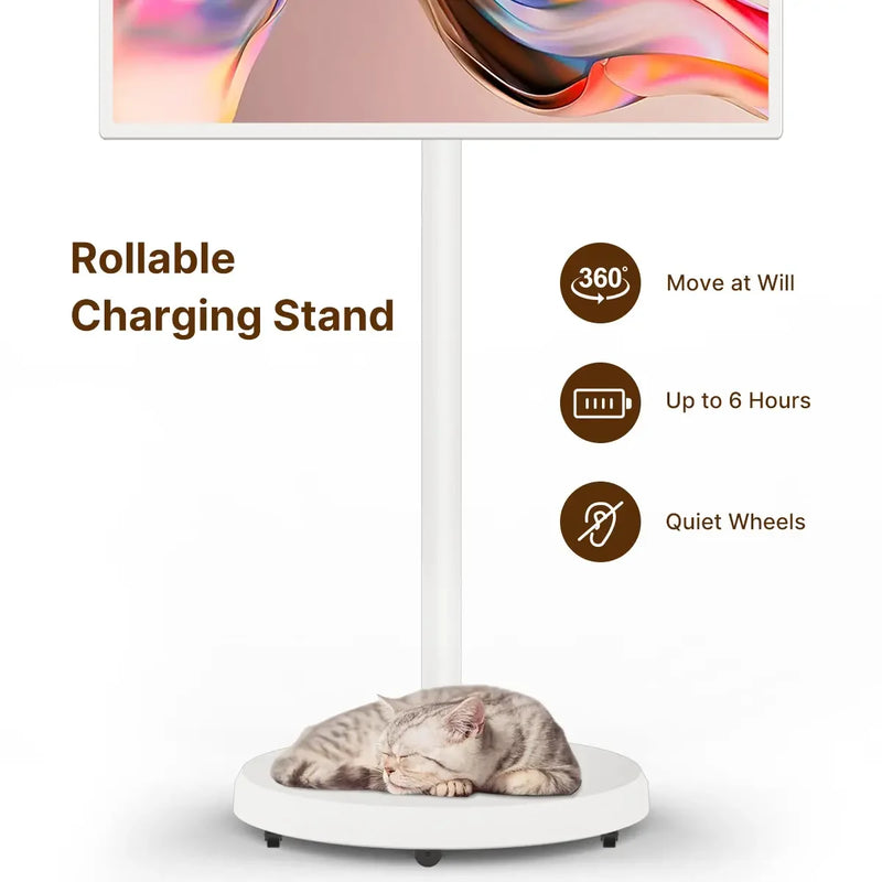 24 Inch Movable  Follow by Me Touch Screen Smart Tv with Battery Interactive Portable Monitor