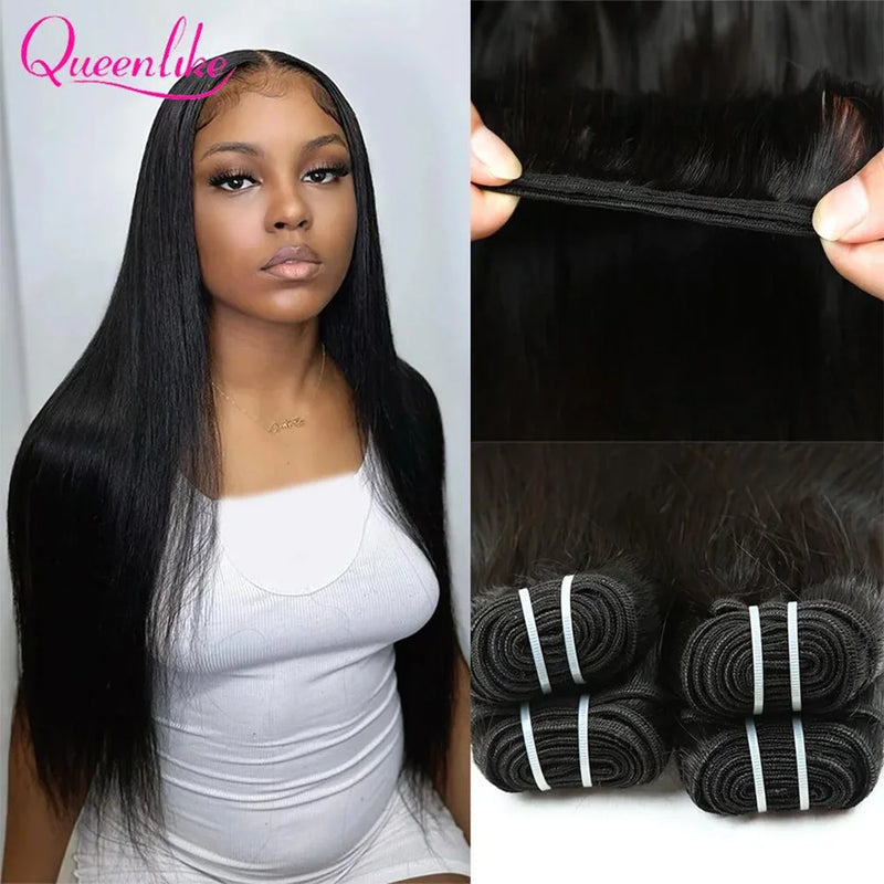 Queenlike 15A Super Double Drawn Vietnamese Raw Bone Straight Human Hair Bundles 1/3/4 PCS Top Bundles Human Hair Extensions