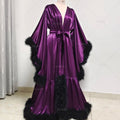 Bathrobe for Women Flare Sleeves Feather Bridal Robe Nightgown Silk Illusion Long Wedding Scarf Dressing Gown Photography Dress