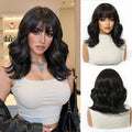 Short Silver Gray Curly Wavy Synthetic Wigs with Bangs for Women Grey Bob Cosplay Party Lolita Natural Hair Wig Heat Resistant