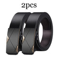 2pcs Trendy Retro Men's Automatic Buckle Belt Simple Fashion Men's Business Casual Belt High Quality Men's Clothing Accessories