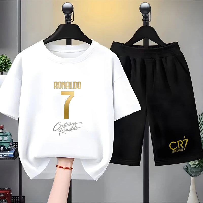 Children Short - sleeved T - shirt+Shorts Black Boys Girls - View 9 | SAMAG