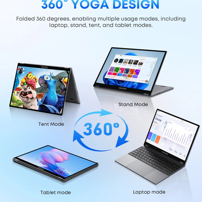 CHUWI FreeBook 2-in-1 Touch Screen Laptop 13.4'' Intel N150 16GB LPDDR5 RAM 512GB SSD FHD 2520x1680 WiFi6 BT5.2 Windows 11