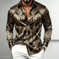 Men's Retro Baroque Printed Satin Silk Shirt Long Sleeved | SAMAG