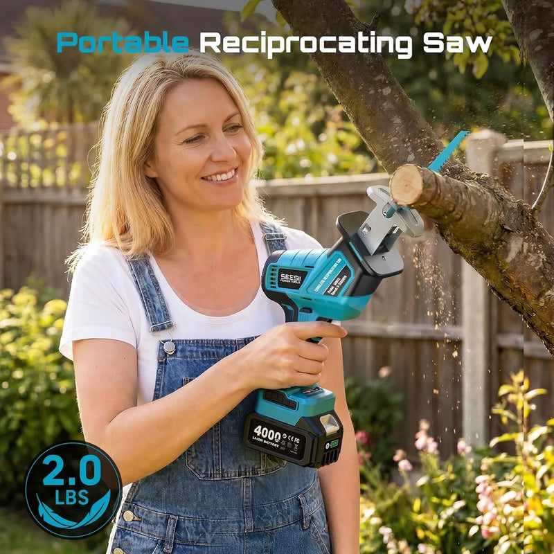 SEESII Reciprocating Saw Cordless Cutting Variable Speed 3500 RPM Brushless Motor with 6 Blades Portable - View 3 | SAMAG