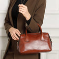 Genuine Leather Women's Bag Vintage Luxury Designer Boston Handbag Women Versatile Shoulder Bag Cowhide Female Crossbody Bags