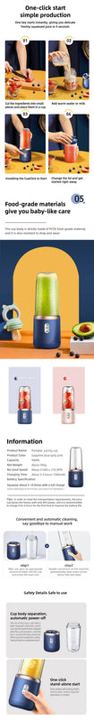 HOMEFISH New Student Home Use Multi-Function Juice Maker Portable Rechargeable Small Juice Cup