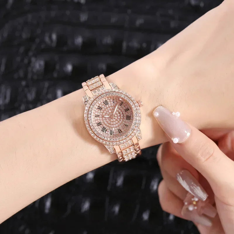 Women Fashion Shining Rhinestone Watch Brand Quartz Bracelet Watches Zircon Crystal Elegant Wristwatch Clock Friend Girls Gifts