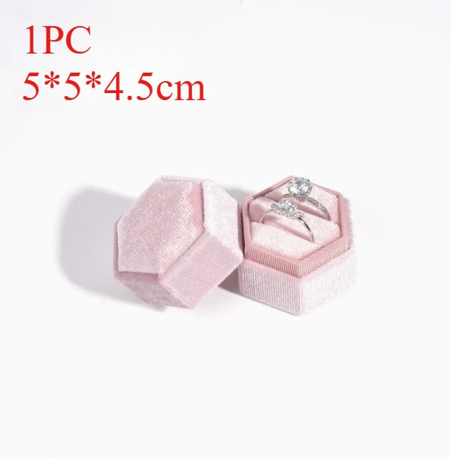 1PC Velvet Ring Box Hexagon Jewelry Box Gift Box for Jewelry Packaging