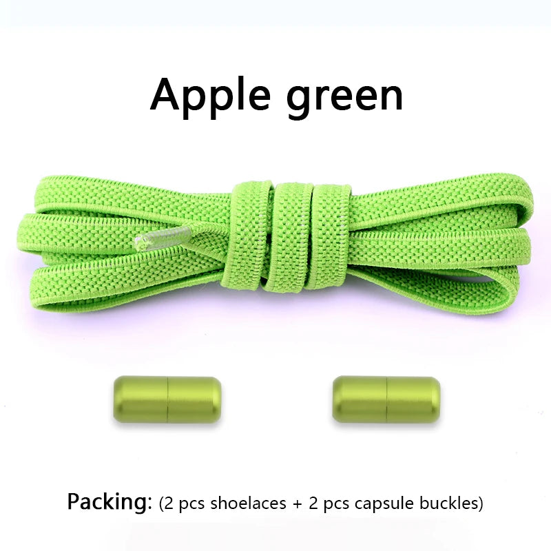 Flat Shoe Laces Without Ties Colored Matte Metal Lock Lazy Shoelaces for Men and Women Casual Shoes Elastic Shoelace 1 Pair