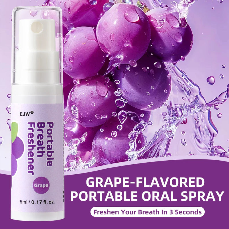Oral Spray for Bad Dreath Portable Alcohol-Free Mist with Clean Mint Flavor Peach flavor Grape flavor | Instant Fresh Breath
