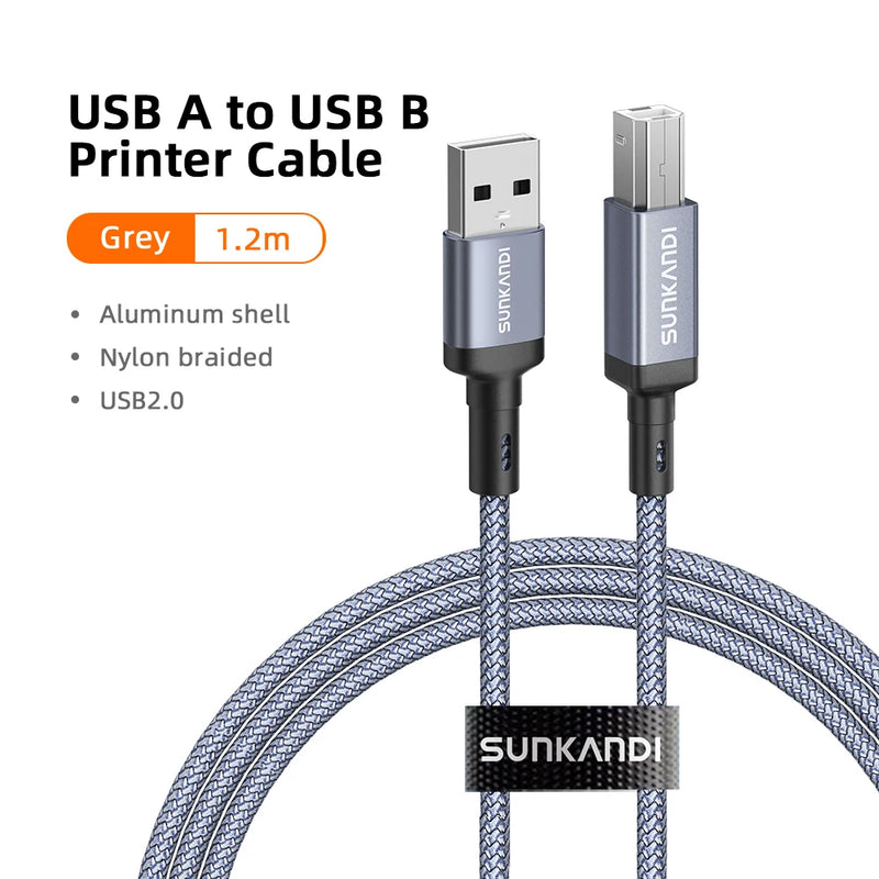 SUNKANDI USBA Printer Cable, USB A to USB B Printer Cable High-Speed for HP, Canon, Brother, Samsung, Lexmark, Xerox, and More