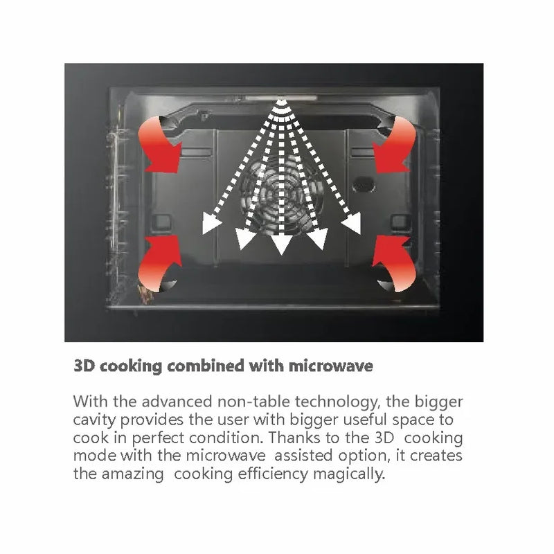 Black Glass Microwave with Grill 60cm 73L  Full Touch Built-in Microwave Oven