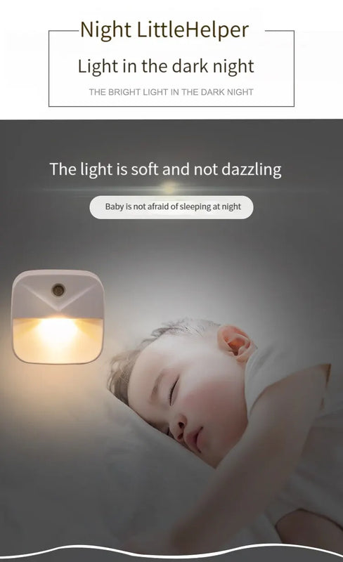 LED Night Light, EU Plug-in Smart Wireless Light Control Sensor Light, 220V Wall Light For Home Corridors, Bathrooms, Hallways