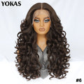 Latisha Lace Frontal Wigs Synthetic 24 Inch Loose Curl Pre Plucked Lace Frontal Wig For Women Highlight With Baby Hair 13X6 Wigs