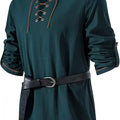 Men Medieval Lace Up Linen Long Sleeve Tunic Viking | SAMAG