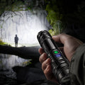 Rechargeable LED Flashlight with 3 Modes, Adjustable Zoom, Waterproof Body and Power Display