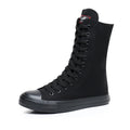 Boots Women Sneakers Canvas Casual High Top Shoes Long Boot Lace-Up Zipper Comfortable Flat Boot Sneakers Tenis Feminino