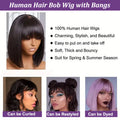 10 16Inch Short Bone Straight Human Hair Wigs With Bangs 3x2 Middle Part Lace Wig Short Bob Glueless Wig 200% Density For Women