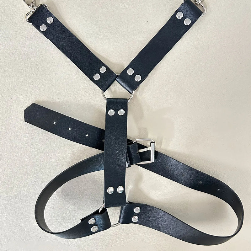 Fashion Street Y2K PU Leather Suspenders for Women Men Jeans Pants Leg Harness Decortive Belt Strap Fashion Apparel Accessories