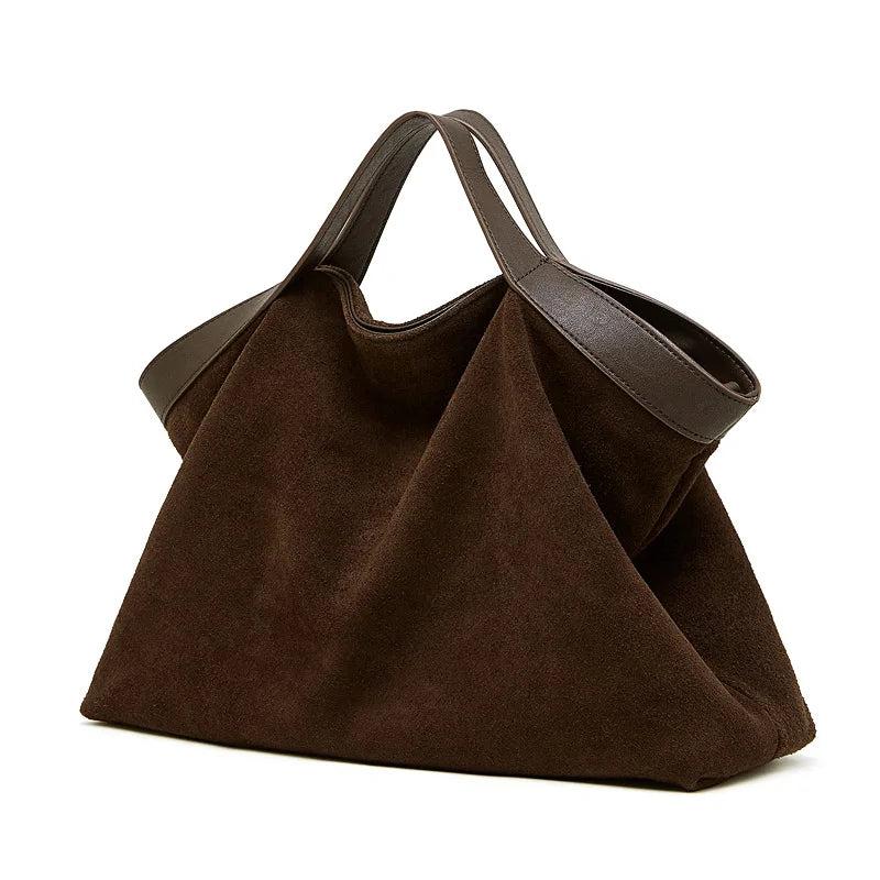 BURMINSA Genuine Suede Leather Hobo Bags Women Vintage Designer Large Shoulder Crossbody Tote Slouchy Soft Office Work Handbags