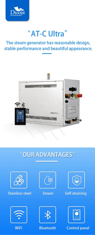 L Atcsteam Smart WIFI App Control Luxury 9KW Modern Design Sauna Steam Bath Machine Spa Turkish Bath Wet Steam Generator