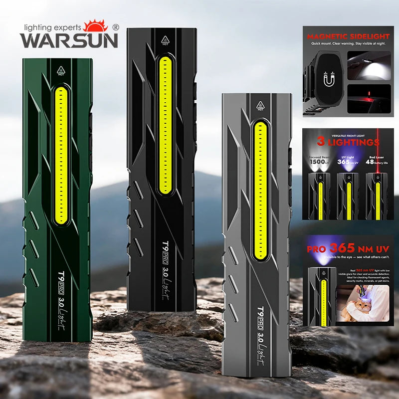 Warsun T9PRO 3.0 Latest LED Keychain Flashlight 1500Lm Portable Mini Torch Light Pocket Lantern Flood Work Light With Magnet